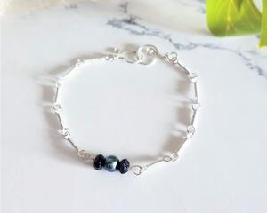 Black Pearl and Blue Goldstone Sterling Silver Bracelet